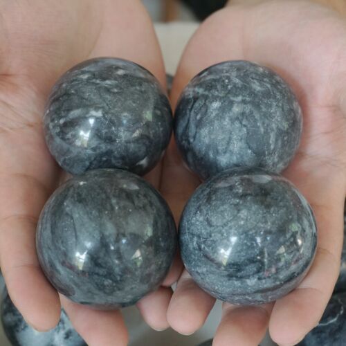 5kg 11LB 25Pcs Natural Black Flower of Fog Jasper Quartz Crystal Sphere Ball Healing