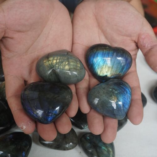 5KG 11LB 58Pcs Natural Rainbow Labradorite Crystal Gem Stone Heart Healing Wholesale