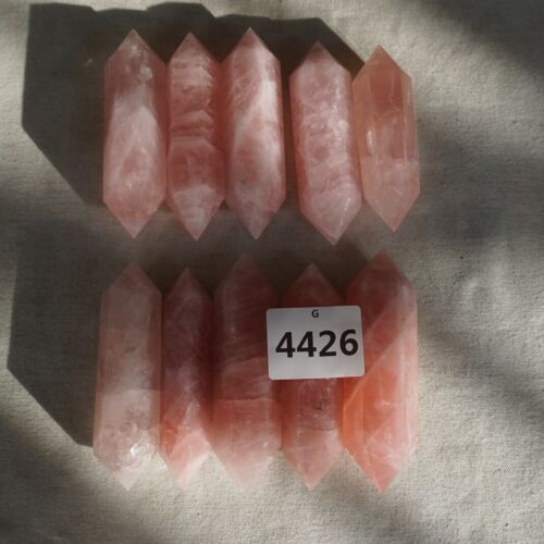 2KG 4.41LB 20Pcs Natural Pink Rose Quartz Crystal Double Points Wand Polished Healing