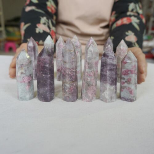 2KG 4.4LB 26Pcs Natural Red Tourmaline Quartz Crystal Points Tower Obelisk Healing Bulk