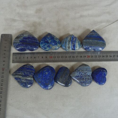 2KG 4.4LB 18Pcs Natural Lapis Lazuli & Pyrite Crystal Palm Stone Heart Carved Healing