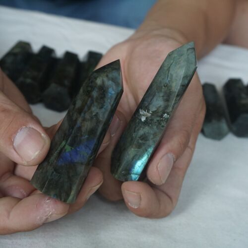 2kg 4.4LB 28Pcs Natural Rainbow Labradorite Crystal Point Tower Polished Healing