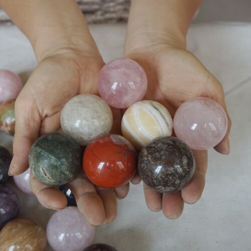 5Kg 56Pcs Natural Quartz Crystal Jasper Sphere Ball Mixed Stone Tumbles Healing 35-40cm