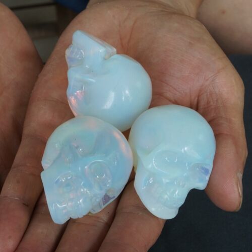 20Pcs 1.5KG 3.2LB White Opal Opalite Quartz Crystal Skull Head Carving Healing Bulk