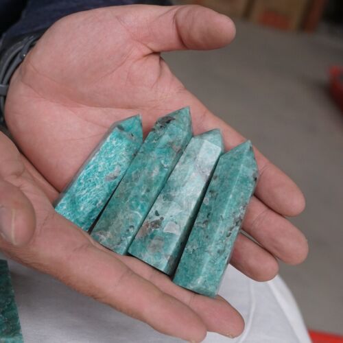 2KG 4.4LB 28Pcs Natural Green Amazonite Quartz Crystal Points Tower Wand Healing