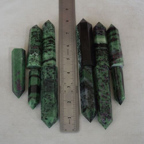 2kg 4.4LB 20Pcs Natural Green Ruby Zoisite Gem Stone Crystal Point Tower Healing