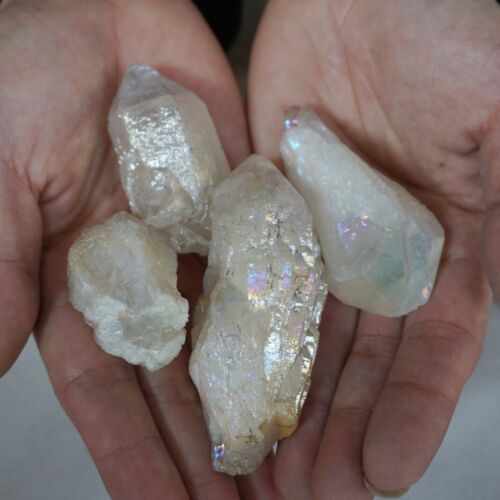 5KG 11LB 60Pcs Rainbow Aqua Aura Quartz Crystal Cluster Points Titanium Coating Bulk