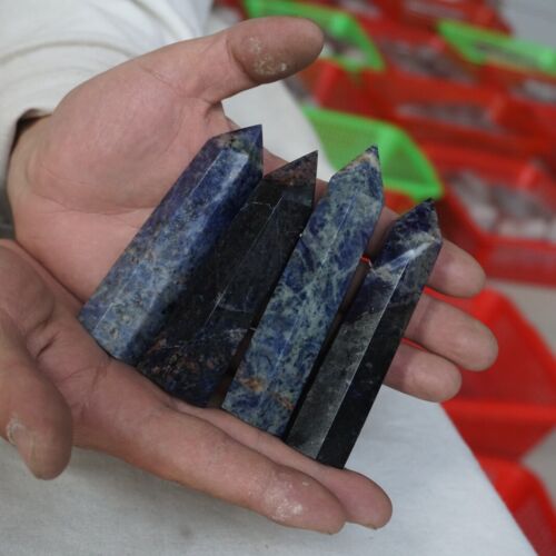 2KG 20Pcs 4.4LB Natural Blue Sodalite Crystal Point Tower Obelisk Polished Healing