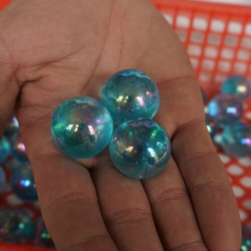 80Pcs 1Kg Rainbow Aqua Aura Quartz Crystal Sphere Ball Titanium Coating Pendants