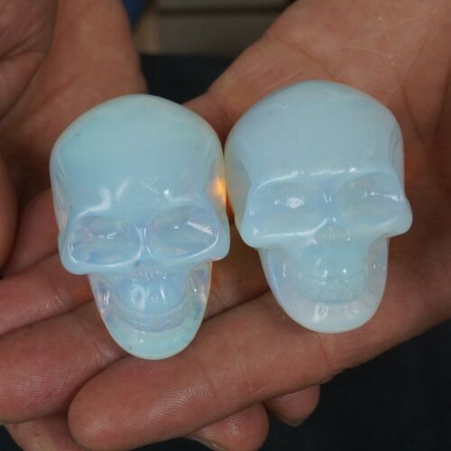 20Pcs 1.5KG 3.2LB White Opal Opalite Quartz Crystal Skull Head Carving Healing Bulk