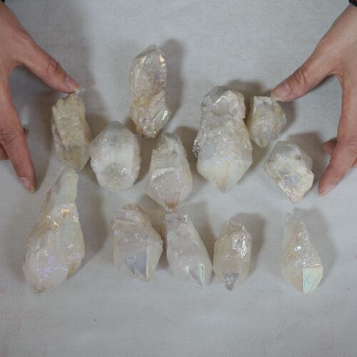 5KG 11LB 60Pcs Rainbow Aqua Aura Quartz Crystal Cluster Points Titanium Coating Bulk