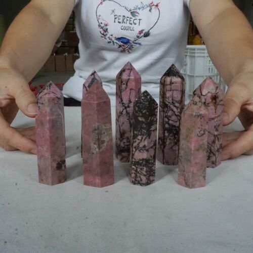 5kg 11LB 45Pcs Natural Rhodonite Quartz Crystal Point Tower Polished Healing Brazil Wholesale Lot