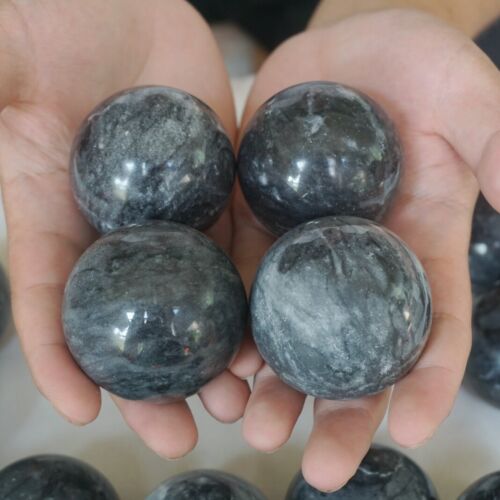 5kg 11LB 25Pcs Natural Black Flower of Fog Jasper Quartz Crystal Sphere Ball Healing