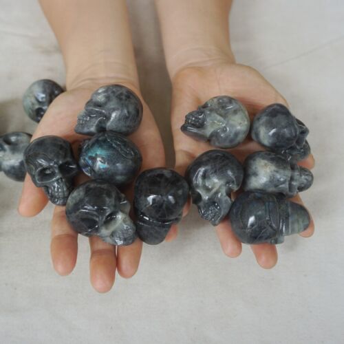 3LB 20Pcs Small Natural Rainbow Labradorite Quartz Crystal Skull Carving Head Healing