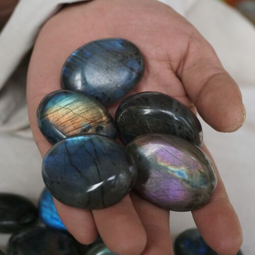 2kg 50 Pieces Natural Rainbow Labradorite Crystal Gem Spectrolite Palm Stone Healing