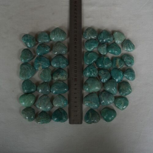 1KG 2.2LB 43Pcs Natural Green Amazonite Quartz Crystal Heart Palm stone Healing