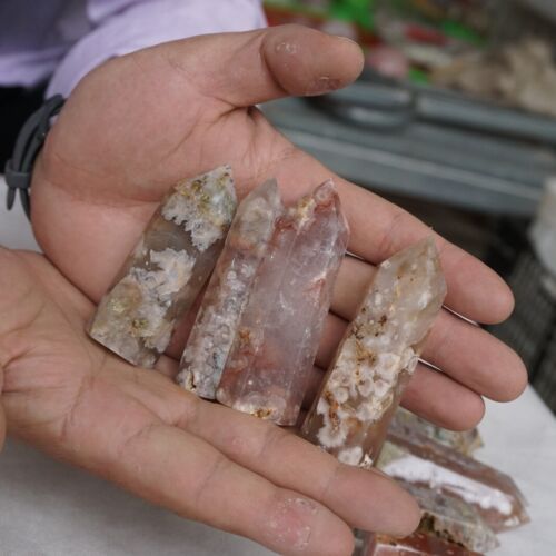 2KG 4.4LB 36Pcs Natural Phantom Ghost Carnelian Agate Crystal Point Tower Healing