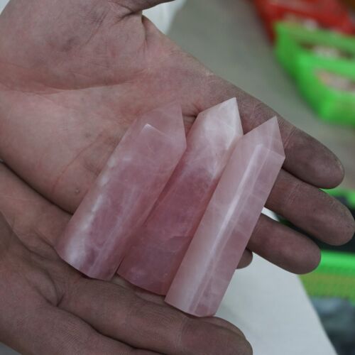 2KG 4.4LB 24Pcs Natural Nice Pink Rose Quartz Crystal Point Tower Polished Healing