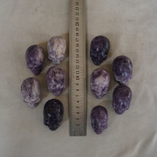 10 Pieces Small Natural Purple Mica Lepidolite Crystal Skull Healing Africa