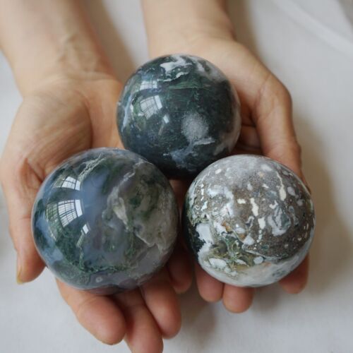 5KG 11LB 14Pcs Natural Moss Agate Carnelian Quartz Crystal Geode Sphere Ball Healing