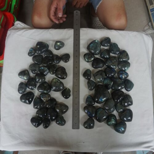 5KG 11LB 58Pcs Natural Rainbow Labradorite Crystal Gem Stone Heart Healing Wholesale