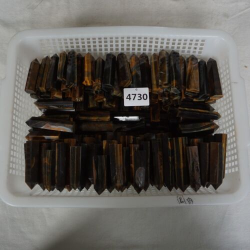 2KG 4.4LB 46Pcs Natural Blue Yellow Tiger Eye Quartz Crystal Point Tower Healing