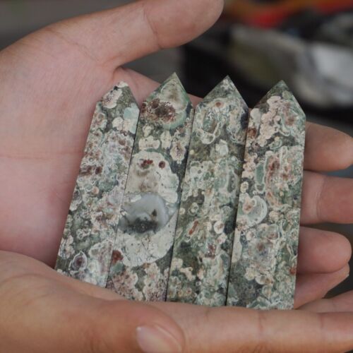 2KG 4.4LB 30Pcs Natural Green Sakura Jasper Crystal Point Tower Healing Russia Bulk