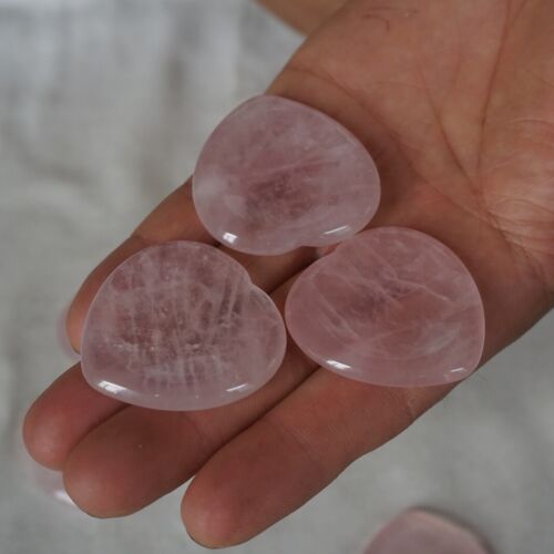 50Pcs 0.7kg Natural Rose Quartz Crystal Love Heart Decompression Stone Worry Stone Healing