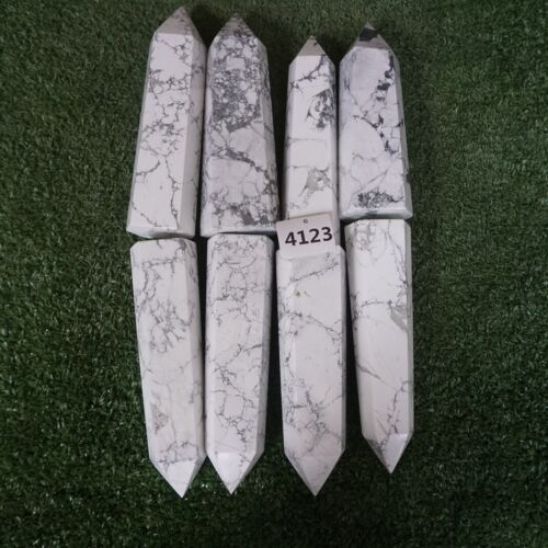 8Pcs 5.8KG Natural White Howlite Crystal Point Tower Obelisk Polished Healing