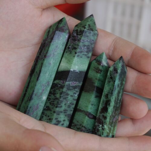 2kg 4.4LB 20Pcs Natural Green Ruby Zoisite Gem Stone Crystal Point Tower Healing