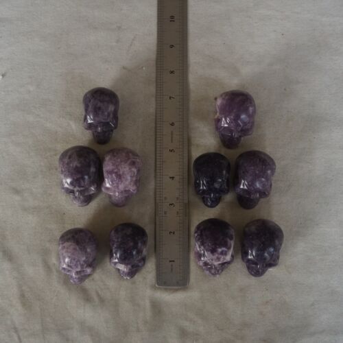 20Pcs 1.9KG 2" Natural Purple Mica Lepidolite Crystal Skull Carving Healing Africa Bulk