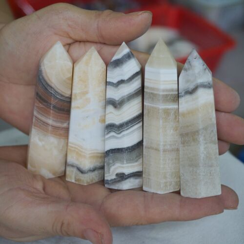 2KG 4.4LB 30Pcs Natural Mexico Banded Calcite Crystal Point Tower Polished Healing