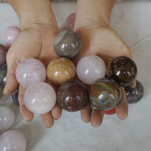 5Kg 56Pcs Natural Quartz Crystal Jasper Sphere Ball Mixed Stone Tumbles Healing 35-40cm