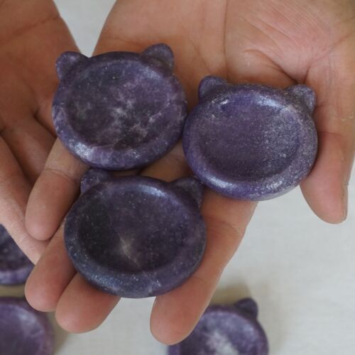 20Pcs 1.1KG 2.4LB Purple Mica Lepidolite Quartz Crystal Decompression Thumb Bowl Bulk