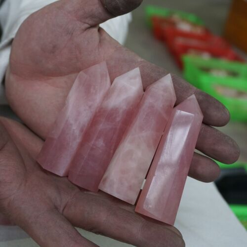 2KG 4.4LB 24Pcs Natural Nice Pink Rose Quartz Crystal Point Tower Polished Healing