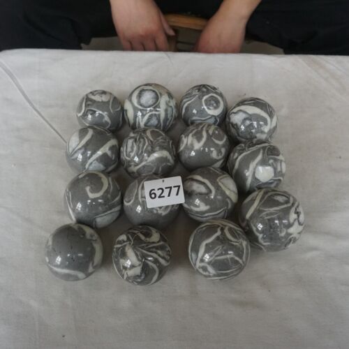 6kg 13LB 15Pcs Natural Shell Stone Thousand Eye Jasper Crystal Sphere Ball Healing