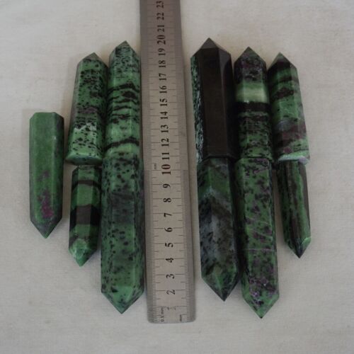 2kg 4.4LB 20Pcs Natural Green Ruby Zoisite Gem Stone Crystal Point Tower Healing