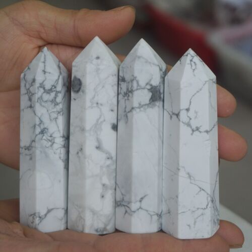 24Pcs 2KG 4.4LB Natural White Howlite Crystal Point Tower Obelisk Polished Healing