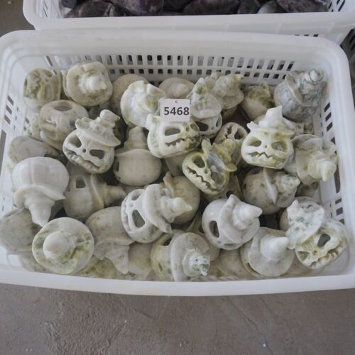 10Pcs 10LB 4.5kg Natural Cauliflower Jasper Crystal Skull Pumpkin Lantern Carved Healing