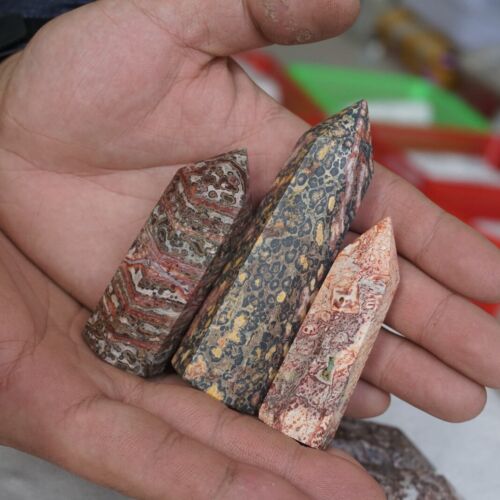 2KG 4.4LB 20Pcs Big Natural Leopard Skin Jasper Crystal Point Tower Healing Africa