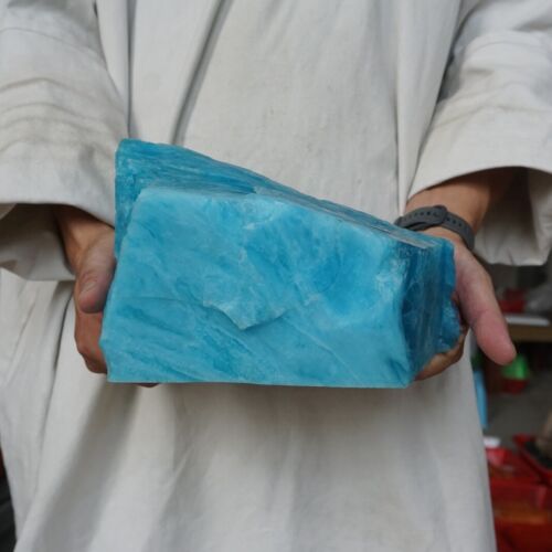 6.1kg 13.5LB 8.5" Rare Blue Lazulite Gem Quartz Crystal Cut from Rough Stones Tibet