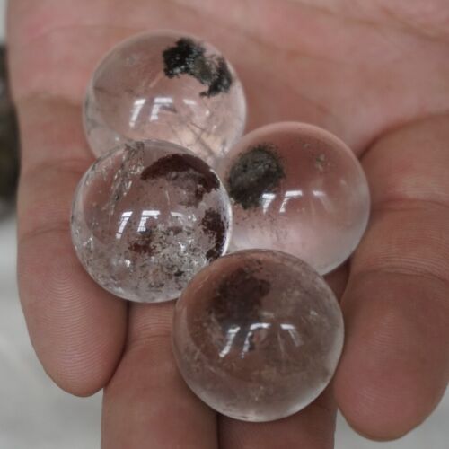 2KG 100Pcs Natural Phantom Ghost Clear Quartz Crystal Sphere Ball Healing 20-28mm 