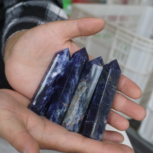 5KG 11LB 75Pcs Natural Blue Sodalite Crystal Point Tower Obelisk Polished Healing