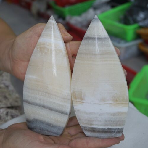 3.77KG 8.3LB 10Pcs Natural Mexico Banded Calcite Crystal Point Flame Palm Stone Healing