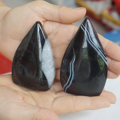 2.8KG 6LB 20Pcs Natural Black Carnelian Agate Crystal Point Flame Palm Stone Healing