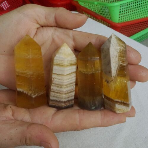 5KG 11LB 65Pcs Natural Yellow Fluorite Quartz Crystal Point Tower Healing Wholesale Lot