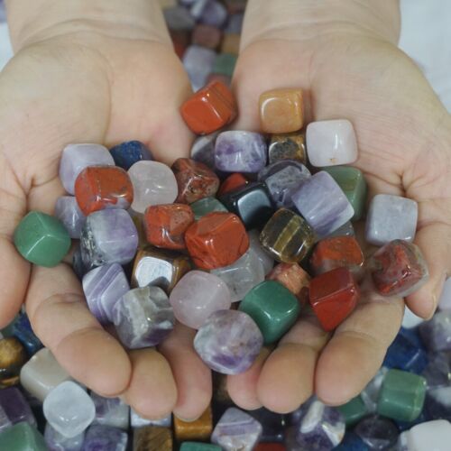 5KG 11LB 870Pcs Tiny Natural Quartz Crystal Jasper Square Mixed Gem Tumbled Stones Healing