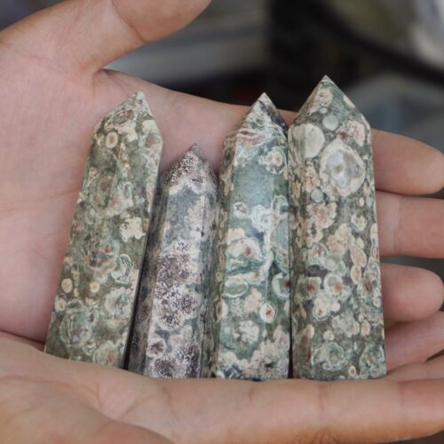 2KG 4.4LB 30Pcs Natural Green Sakura Jasper Crystal Point Tower Healing Russia Bulk