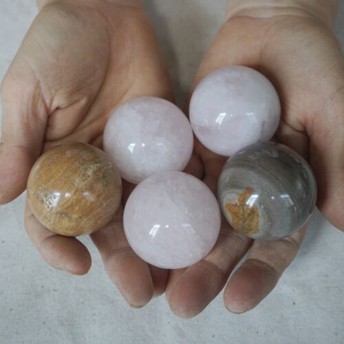 5Kg 56Pcs Natural Quartz Crystal Jasper Sphere Ball Mixed Stone Tumbles Healing 35-40cm