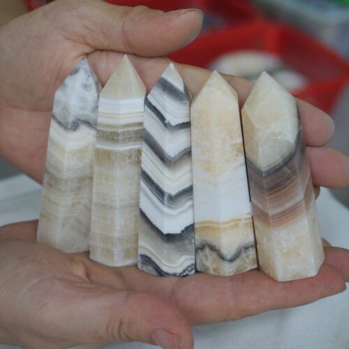 2KG 4.4LB 30Pcs Natural Mexico Banded Calcite Crystal Point Tower Polished Healing